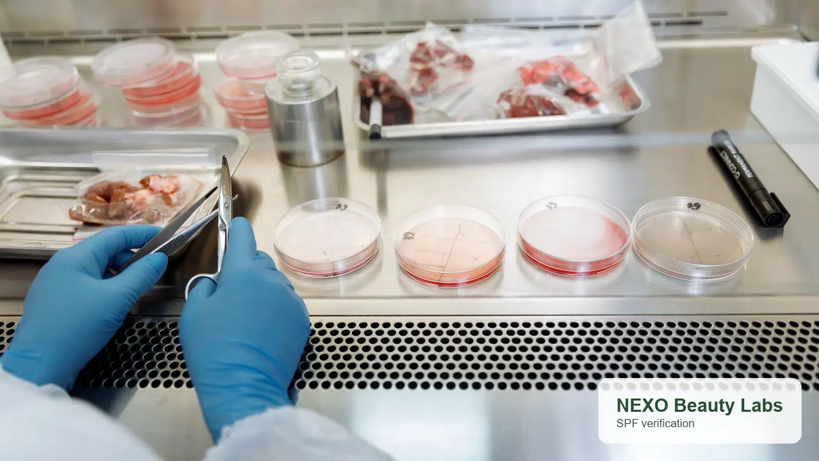 NEXO Beauty Labs zinc oxide and titanium dioxide SPF testing lab
