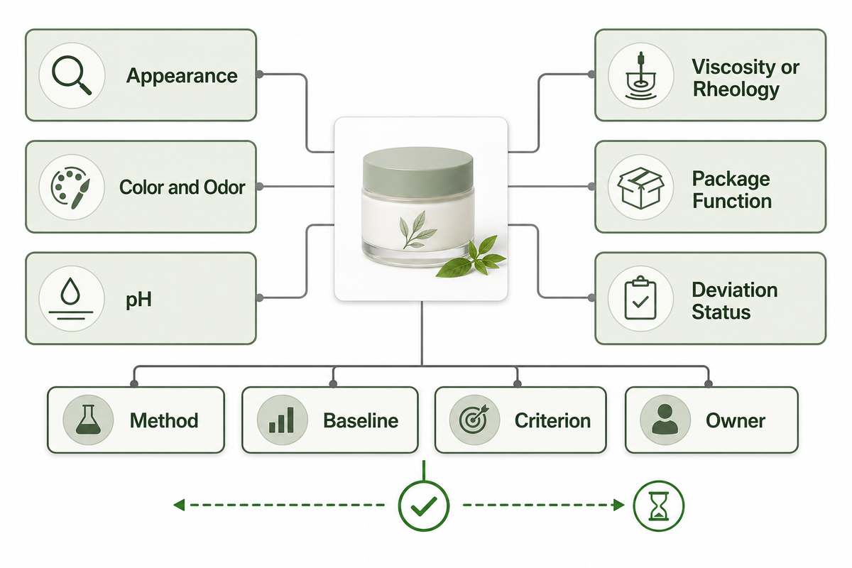Choose Parameters, Time Points, and Acceptance Criteria — NEXO Beauty Labs
