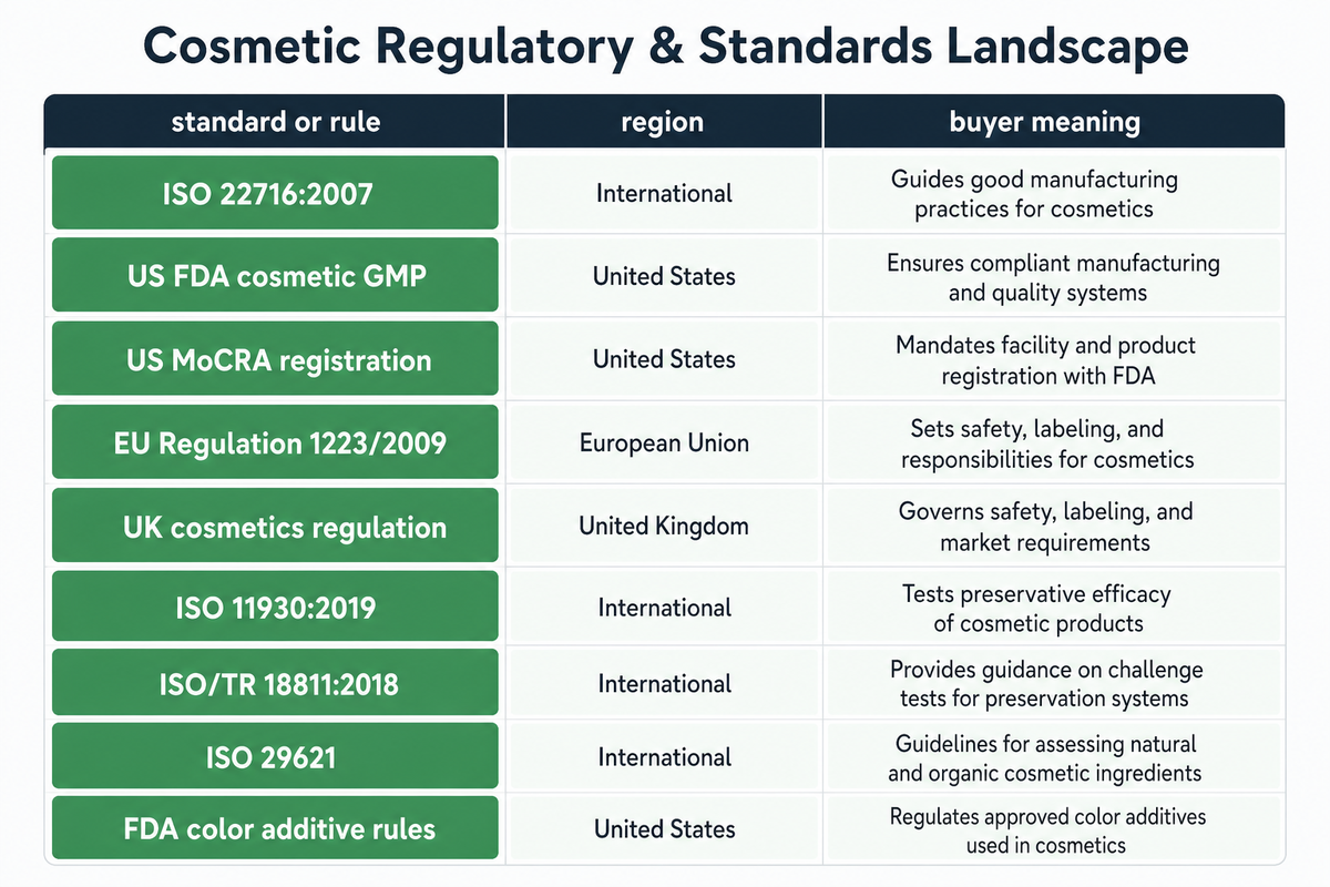 Certifications & Regulatory Compliance -- What ISO 22716, GMP, and MoCRA Actually Mean — NEXO Beauty Labs