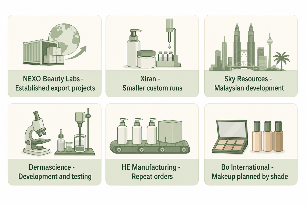 Six supplier starting points organized by project fit