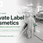 A private label cosmetics project links route, product identity, evidence, roles and change records.