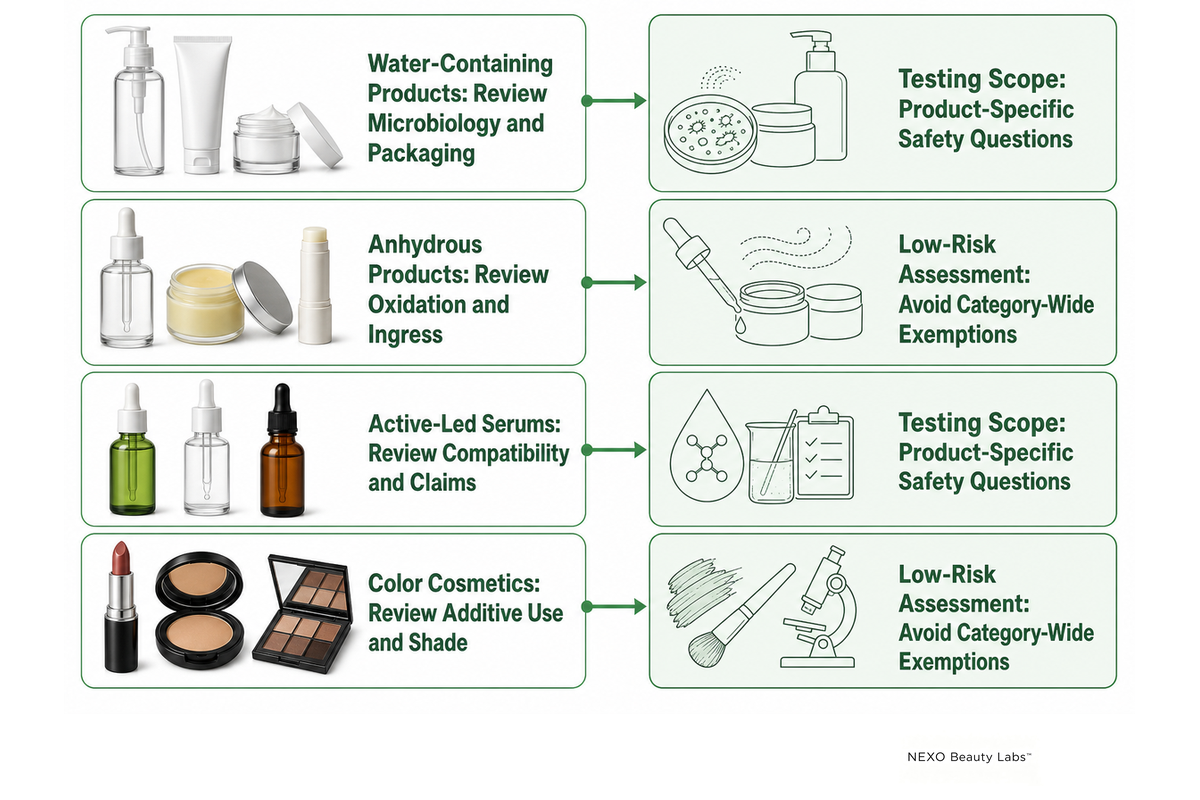 Format-specific questions guide a product-specific evidence plan.